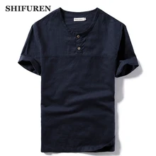 SHIFUREN летние мужские льняные хлопковые рубашки с коротким рукавом дышащие повседневные мужские рубашки топы брендовая одежда ретро китайский стиль