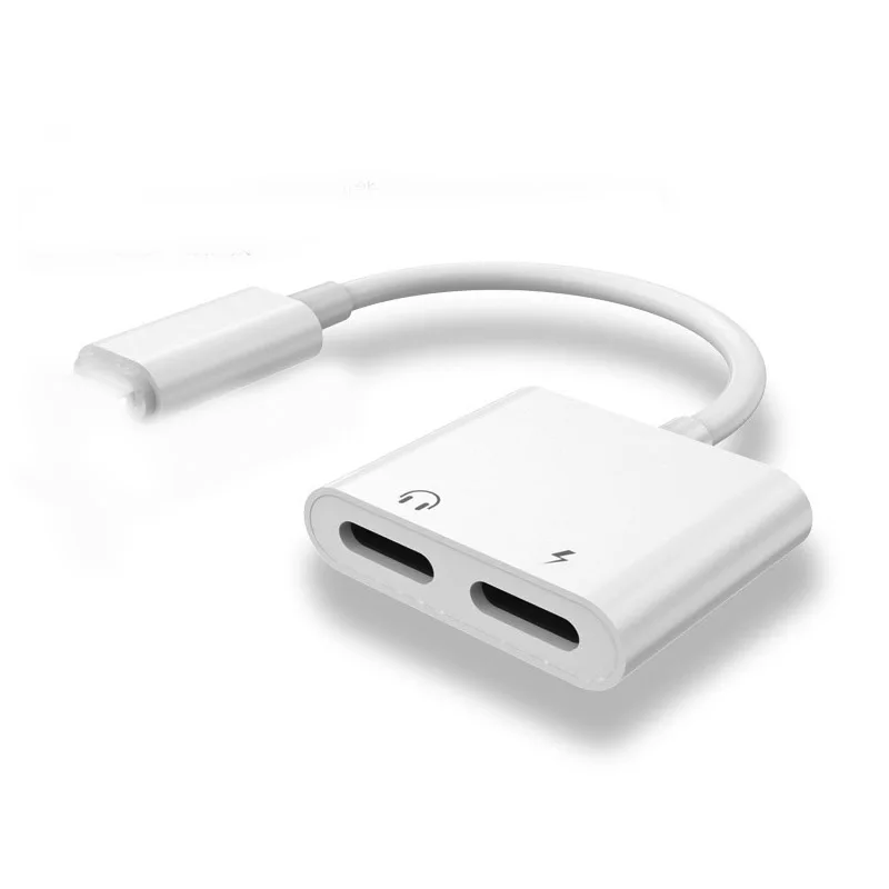 

Double For Lightning Jack Charging Audio Adapter for iPhone 7 8 X Support for IOS 11 Music Call Headphone Adapter Converter