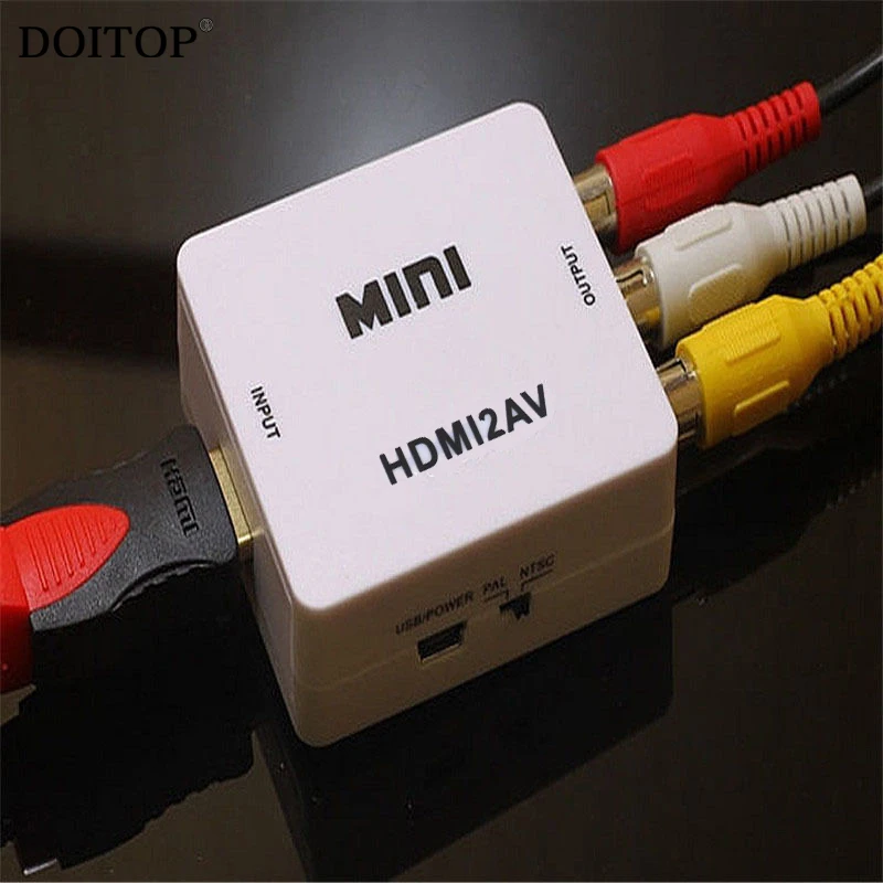 

DOITOP Mini Composite 1080P HDMI to RCA Audio Video AV CVBS Adapter Converter AV/RCA to HDMI Vedio Connector Adapter For TV