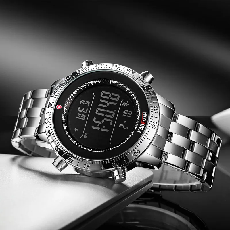 KADEMAN мужские часы полностью из нержавеющей стали, мужские цифровые часы, электронные наручные часы, Лидирующий бренд, роскошные мужские спортивные часы, водонепроницаемые