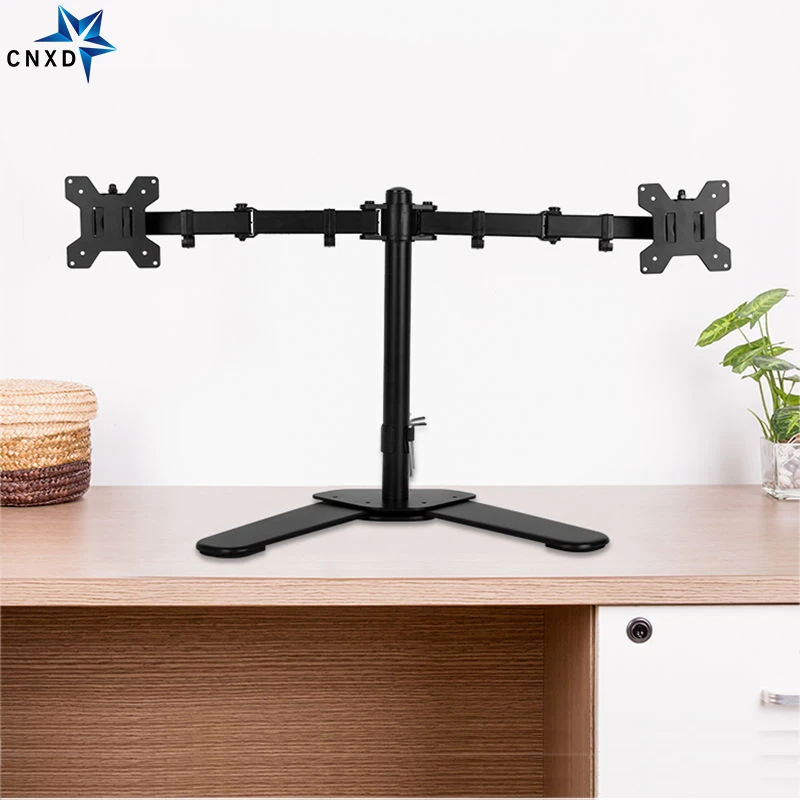 Dual Monitor Mount Arm Aluminum Desk Table Stand 2 LCD Swivel 13-27/" Adjustable