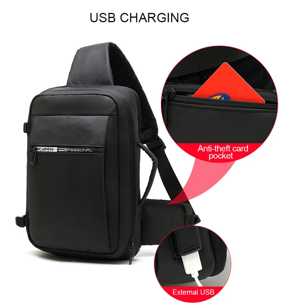 Men Chest Bags Anti Theft Travel 14'' Laptop Bag Waterproof USB Charging Bolso Business Male Bagpack Crossbody Shoulder Handbag (4)