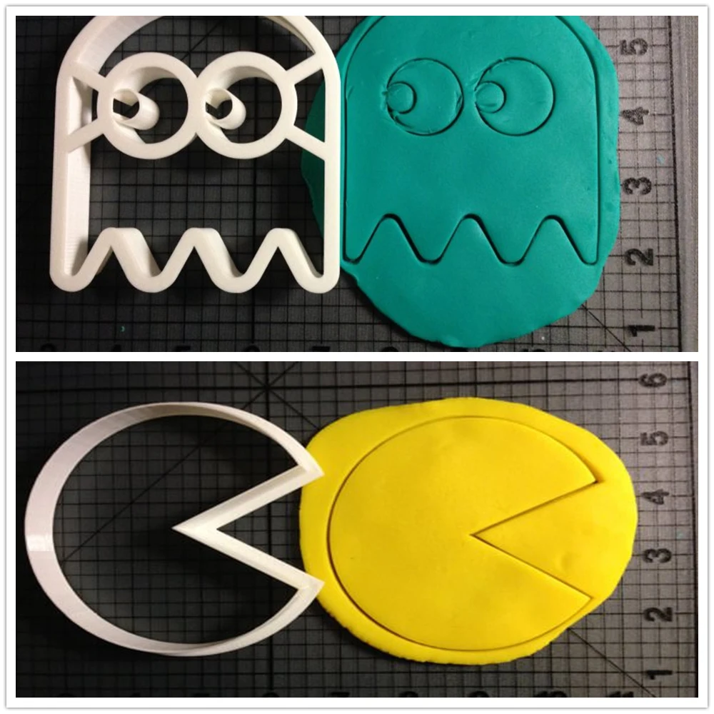 

Famous Game Pac-Man Ghost Cookie Cutter Set Fondant Cake Decorating Tools Made 3D Printed Cupcake Moulds Kitchen Accessories