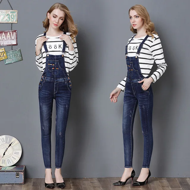 Summer new European and American women's clothing, hand-cut high waist jeans, versatile feet, nine pants, age-old bib Summer new European and American women's clothing, hand-cut high waist jeans, versatile feet, nine pants, age-old bib