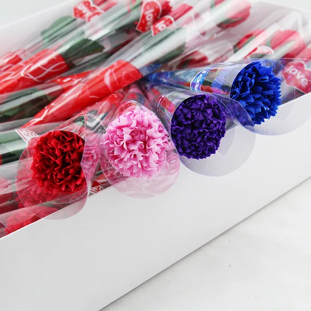 Wholesale single soap flower carnation birthday gift for