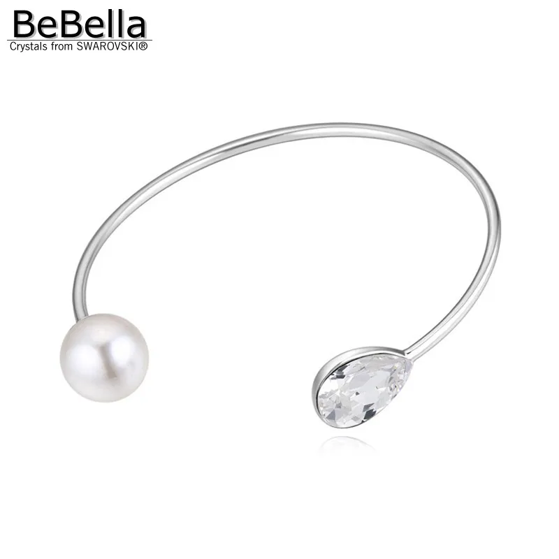 

BeBella water drop pear shape crystal cuff bracelet open bangle with Crystals from Swarovski fashion for girls women gift 2018