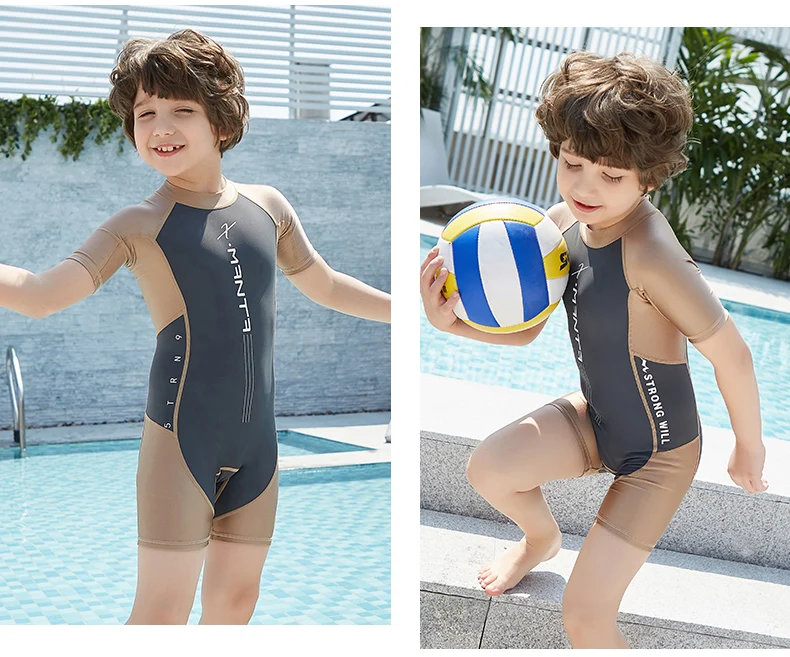 Купальный костюм для мальчиков, цельный купальный костюм, шорты для дайвинга, защита от солнца, УФ-защита, UPF50+ молния сзади, Детский Молодежный купальный костюм для девочек, От 3 до 10 лет из лайкры