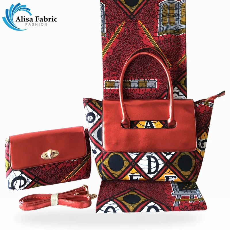 

Hot Sale Dutch Wax Bags,High Quality Woman's Wax Handbag Match 6 Yards Wax Hollandais African Prints Fabric For Church Party