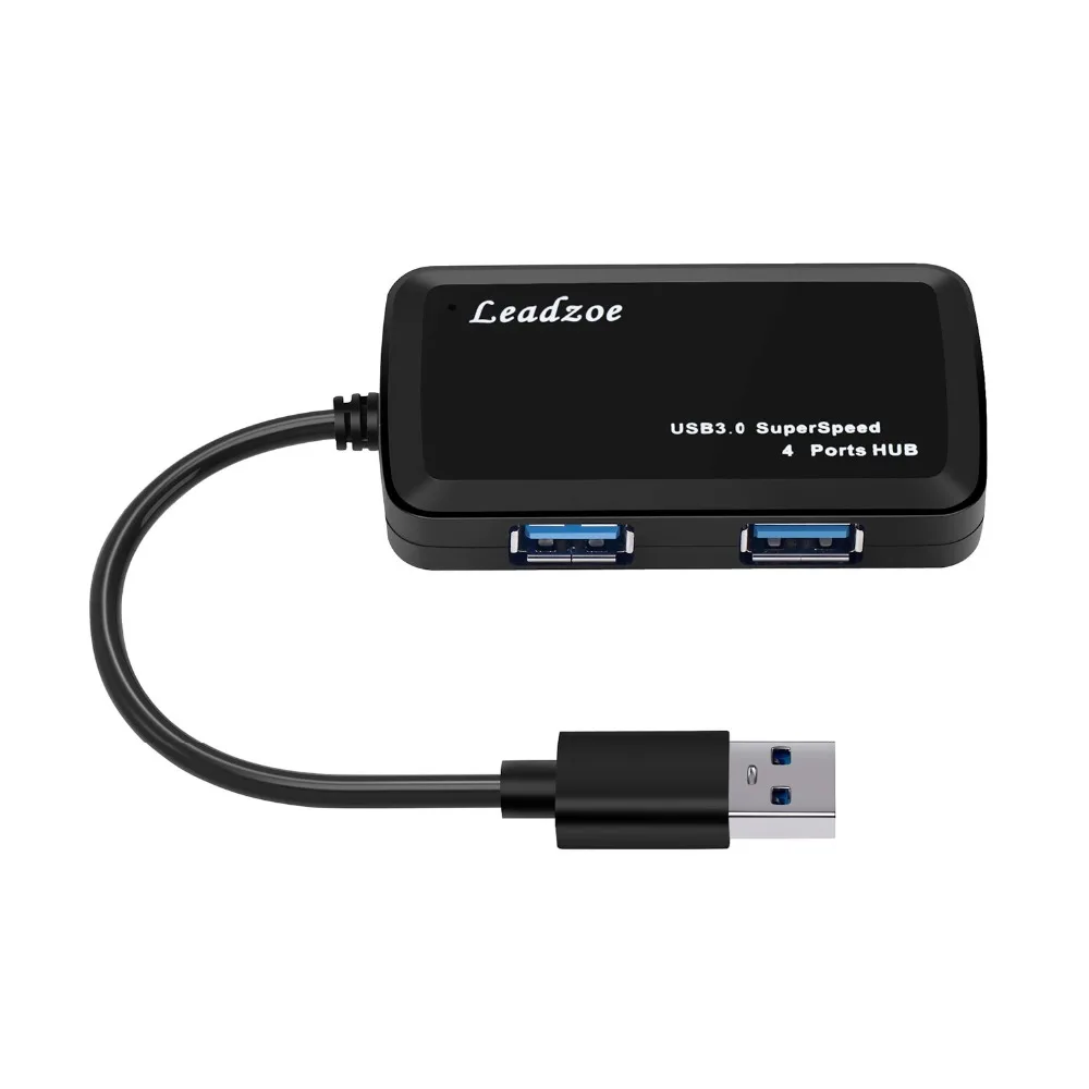 Leadzoe usb-хаб, 4 порта, Супер Скоростной USB 3,0 концентратор, портативный usb-разветвитель Для iMac Macbook, аксессуары для компьютера, ноутбука, концентратор USB 3,0