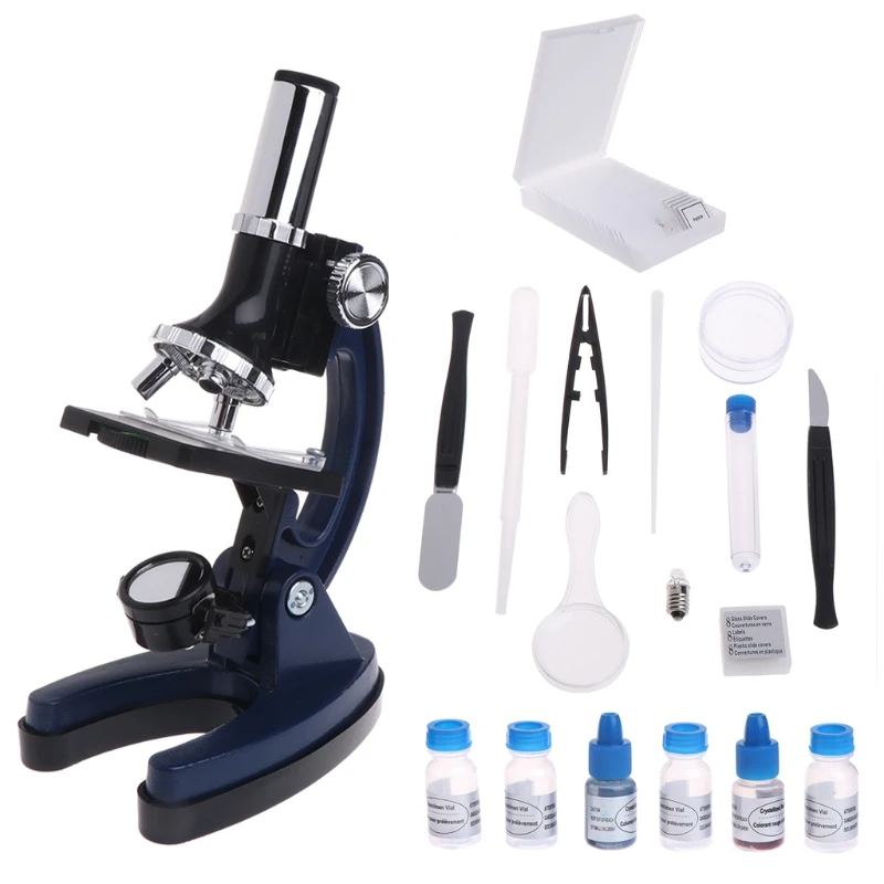 

Biological Microscope Set Student Educational Toy 100x 600x 1200x For Children Kid Teach Dls HOmeful
