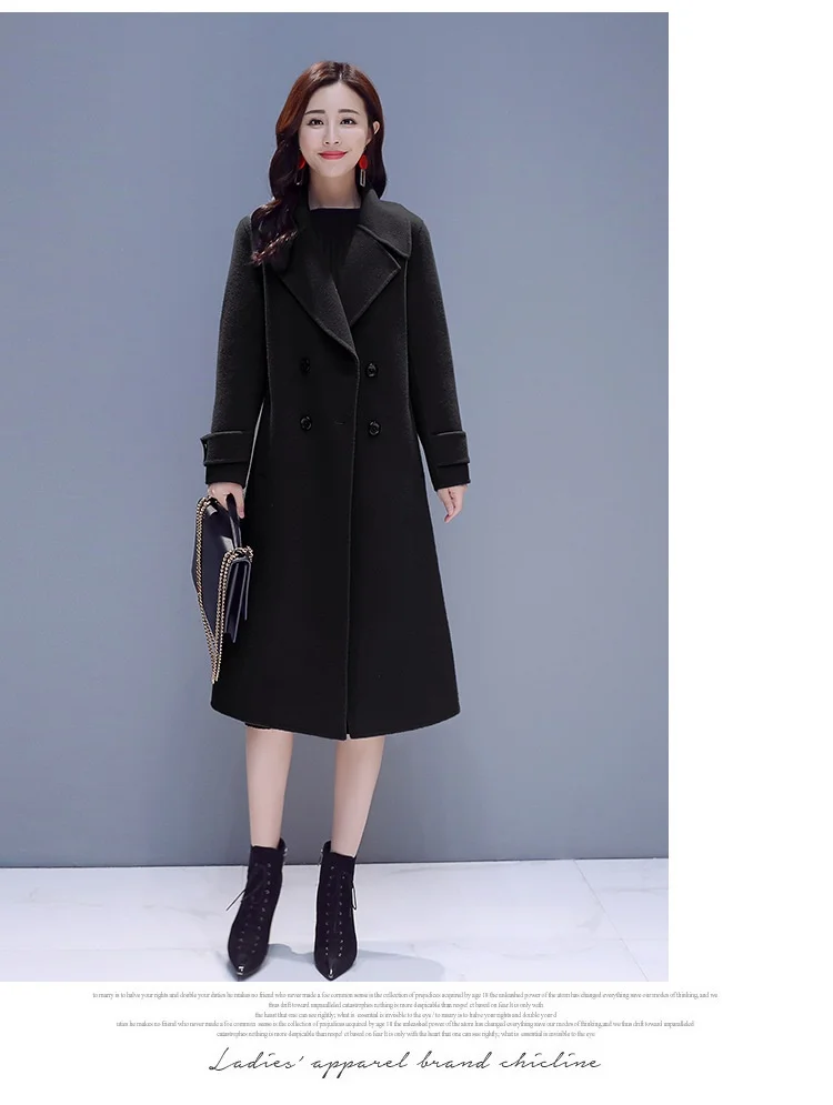 Cachemire black De Longues Nouvelle Mode 752 Automne Manteau Femelle Hiver D'hiver Manteaux Long Veste Femmes Manches Blue Élégantes Laine HUAB5w6q