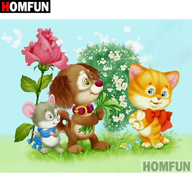 

HOMFUN 5D DIY Diamond Painting Full Square/Round Drill "Cartoon cat" Embroidery Cross Stitch gift Home Decor Gift A08527