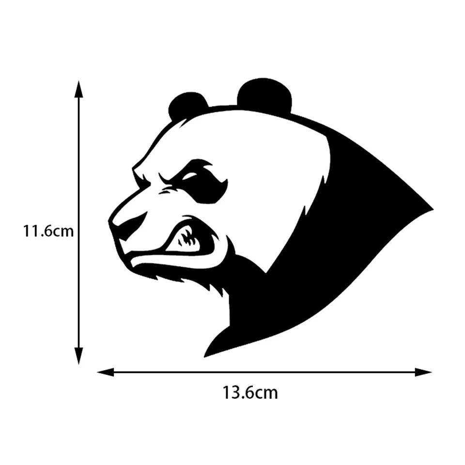 13.611.6CM Angry Panda Bear Creative Animal Car Styling Vinyl Reflective Car Stickers BlackSilverLaser (1)