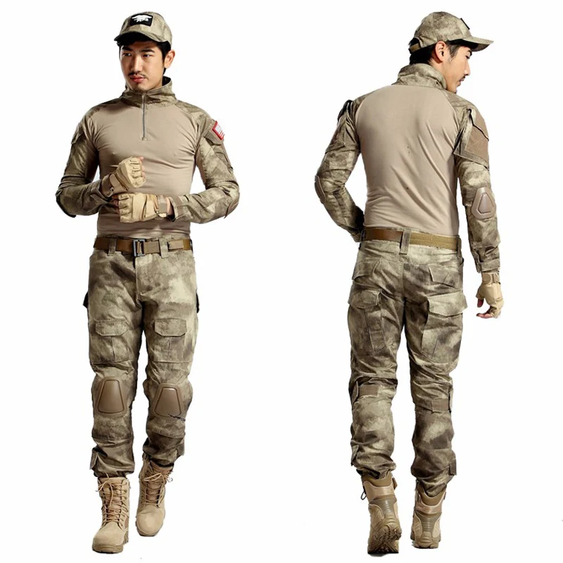 Army Military Uniform Camouflage Tactical Combat Suit Airsoft War Game Clothing Shirt + Pants Elbow