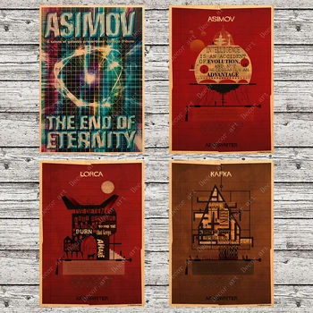 

Pop Art Retro Sci-fi Movie Asimov Canvas Painting Vintage Wall Picture Kraft Poster Coated Wall Sticker Home Decoration Gift