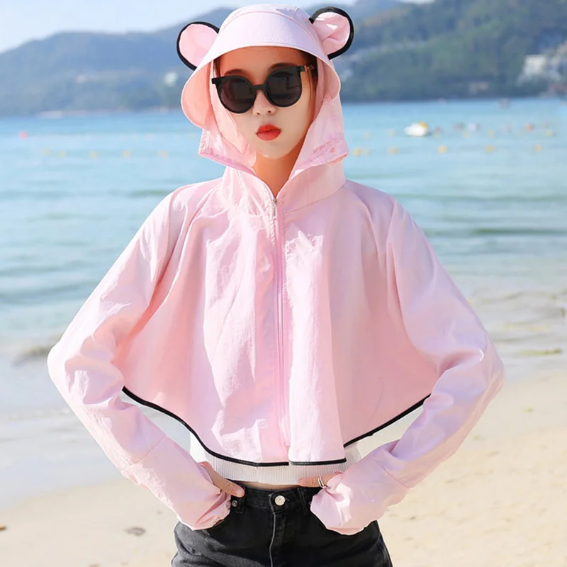 Fashion Women Summer Sunscreen Clothing Long Sleeve Shirt Hat Face Neck