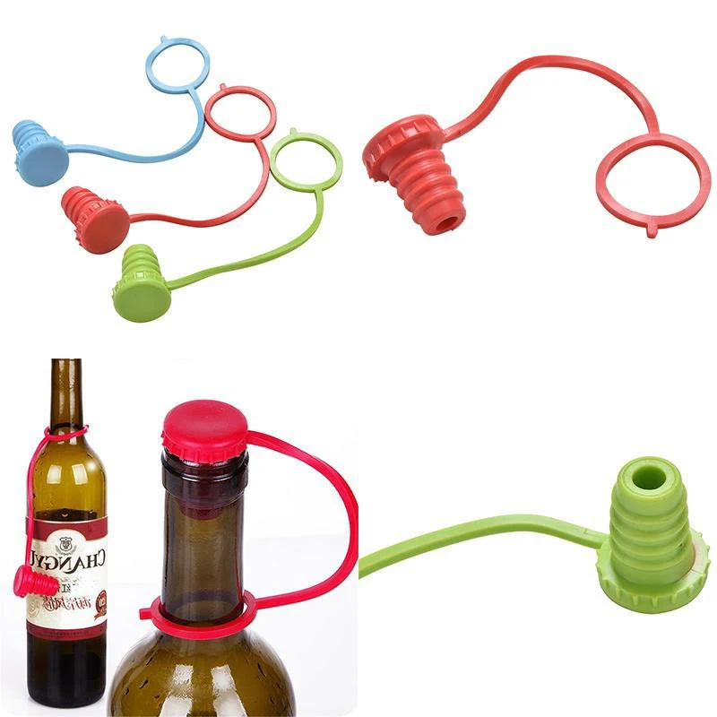 

Silicone Hanging Button Wine Plug Beer Bottle Stopper Cap Cover Kitchen Bar Tools Wine Cork Sealing Caps Closures