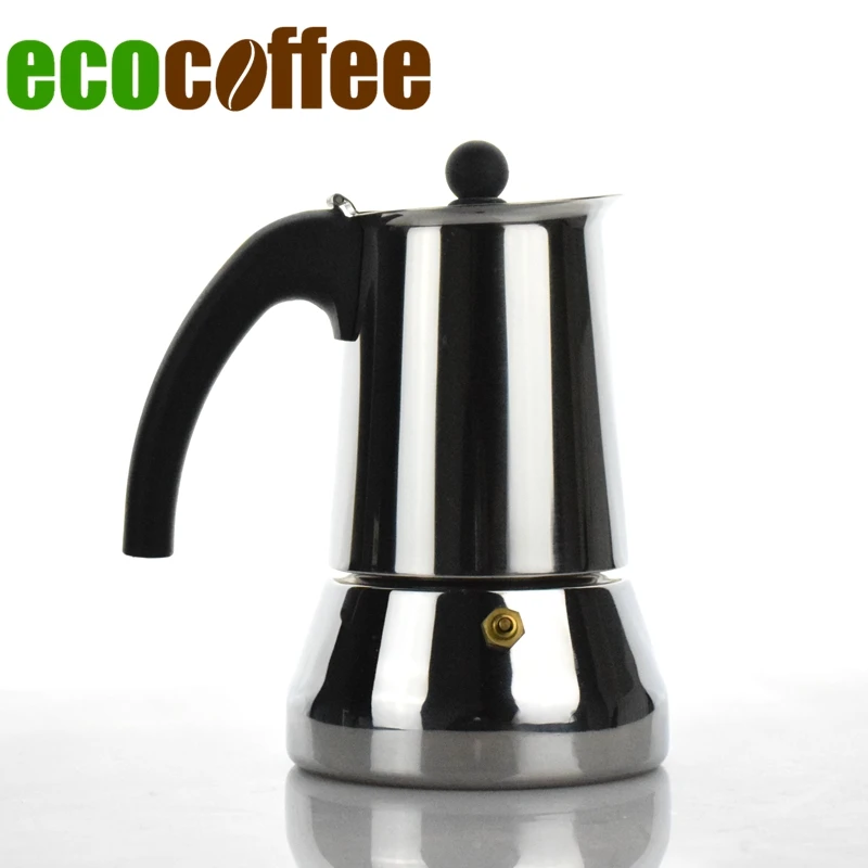 

Ecocoffee 304 Stainless Steel Moka Pot 6 Cups Counted 300ML Around Italian Espresso Coffee Maker