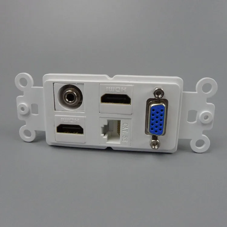 1 X VGA 1X3 5 аудио RJ45 2 HDMI настенная пластина с бесплатным дизайном|hdmi wall plate|wall platewall