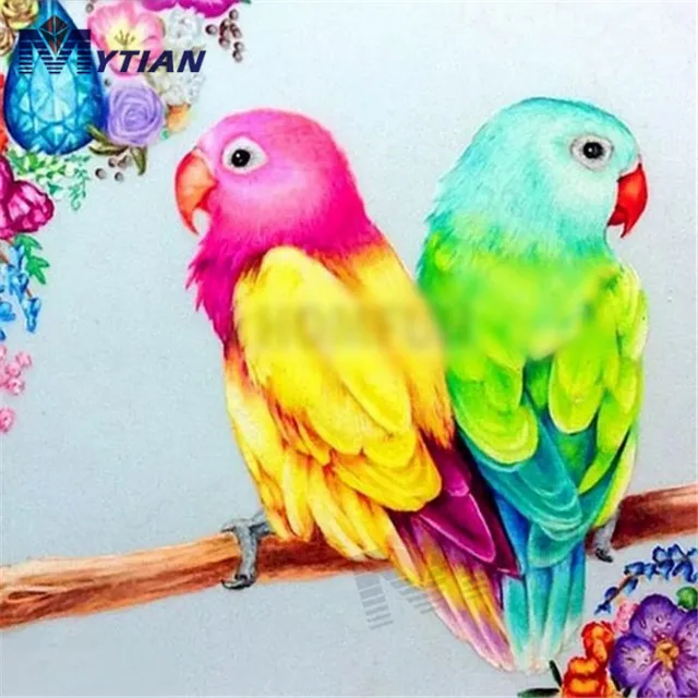 Bright Colorful Parrots 5d Diamond Painting Mosaic Rhinestones Embroidery Kits Home Decor Full Square Round Drills Cross Stitch | Дом и сад