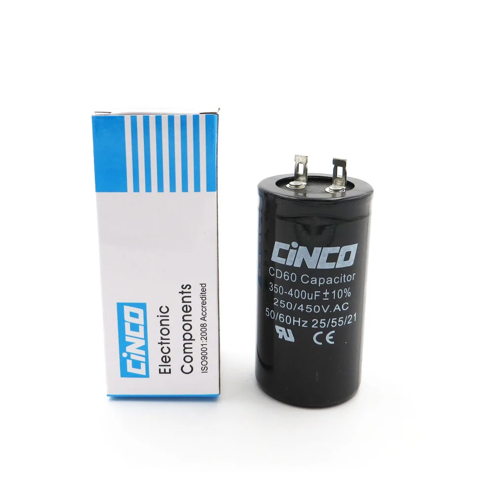 

350uF 400uF 250V 450V AC Appliance Motor Start Run Capacitor CD60 Air Compressor Capacitors Heavy Duty Electric Motor Starting