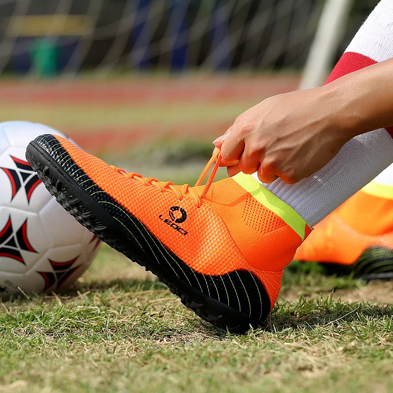Outdoor Men Boys Soccer Shoes Football Boots High Ankle Kids Cleats Training Sport Sneakers Size 35-45 (17)