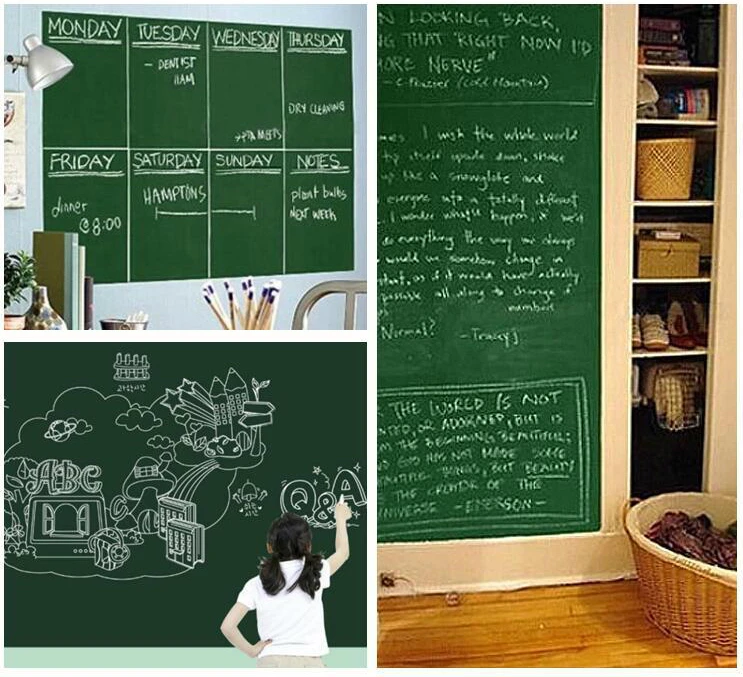 

2Size 3Color Chalk Board Blackboard Stickers Removable Vinyl Draw Decor Mural Decals Art Chalkboard Wall Sticker For Kids Rooms
