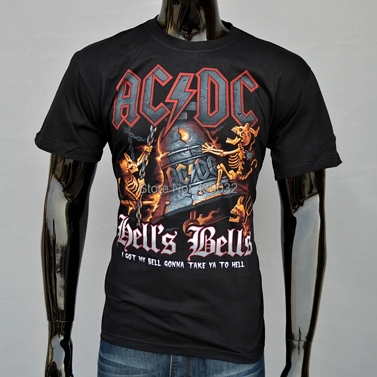 Free Shipping 3d AC DC Bell Skull Mens t-shirts Chain acdc bell I Got My Gonna Take Ya To Hell Casual Brand 3D Men t shirt | Мужская