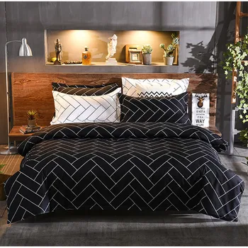 

Fashion Comforter 3/4pcs Simplicity Striped Bedding Sets Textiles Stylish Contain Duvet Cover Pillowcase Beds Without Sheet