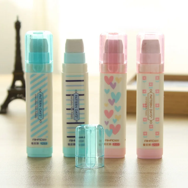 cheap MIRUI Cute Kawaii Heart Flower Rubber Erasers Lovely Stripe Pencil Eraser For Kids Gift Creative Korean Stationery Novelty