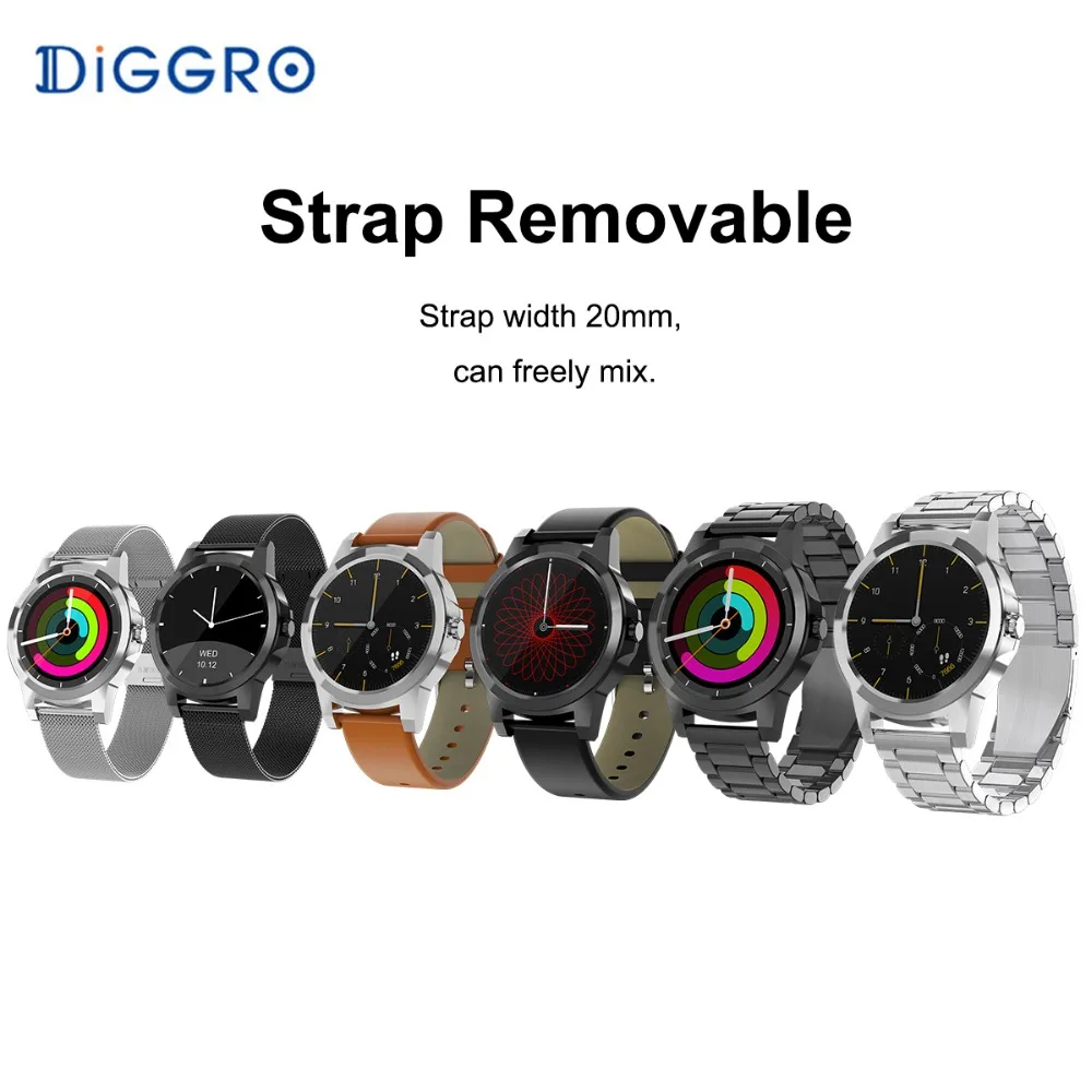 melhor Diggro IP67 MTK2502C DI03 Além de Siri Bluetooth relógio Inteligente À Prova D Água Heart Rate Monitor Pedômetro Inteligentes Relógios para Android IOS