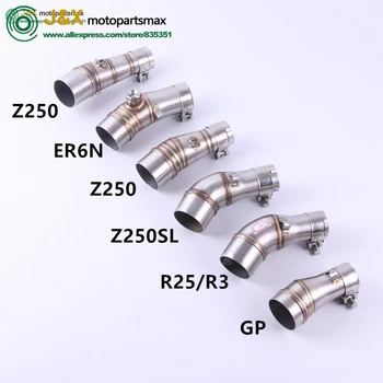 Motorcycle Adapter Exhaust Middle Pipe Muffler Link Pipe Middle Section For Kawasaki Ninja 250 250R Z250 Z300 ER6N R25 R3 GP