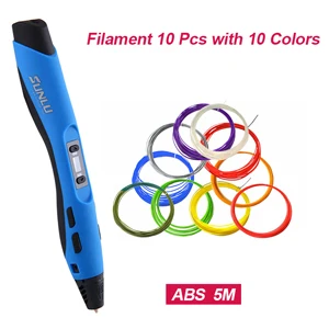 3D ручка печать SL-300A Интеллектуальный 100 м 20 шт ABS низкой температуры 3D ручки нити DIY живопись игрушки Рисунок подарок - Цвет: Blue-10pcs-ABS-5M