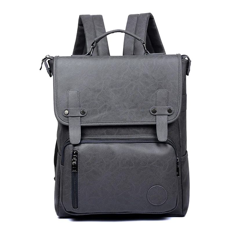 Брендовые мужские рюкзаки, винтажный деловой мужской рюкзак для ноутбука, кожаный рюкзак для путешествий, школьная сумка для колледжа, повседневный рюкзак Mochila - Цвет: gray