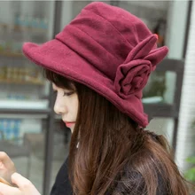 Новые женские зимние шерстяные шапки толстые теплые ведерко однотонные шляпы плоские теплые шапки женские Gorras H3