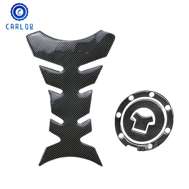 Carlob autocollants de réservoir de moto en Fiber de carbone, 2