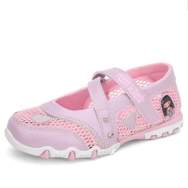 Новая летняя детская обувь; высококачественные Нескользящие модные сандалии для девочек; детские сандалии для принцессы с рисунком; обувь на плоской подошве - Цвет: Розовый