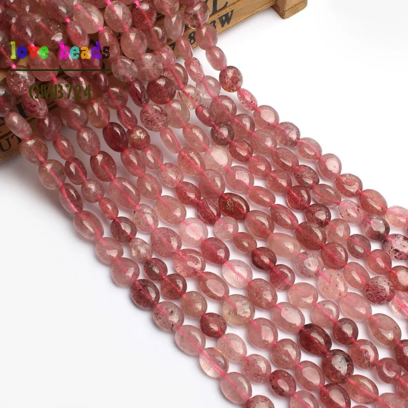8-10mm irregular natural genuine cherry quartz beads for jewelry making 15inches stone diy bracelet | Украшения и аксессуары