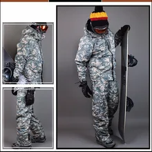 Премиум "Southplay" Зимний водонепроницаемый 10000 мм Лыжный Сноуборд(куртка+ брюки) наборы-светильник Хаки Военный