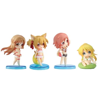 

6cm 4pcs/set Cute Sword Art Online figure set SAO Kirito Asuna Niitengo ver PVC Toys