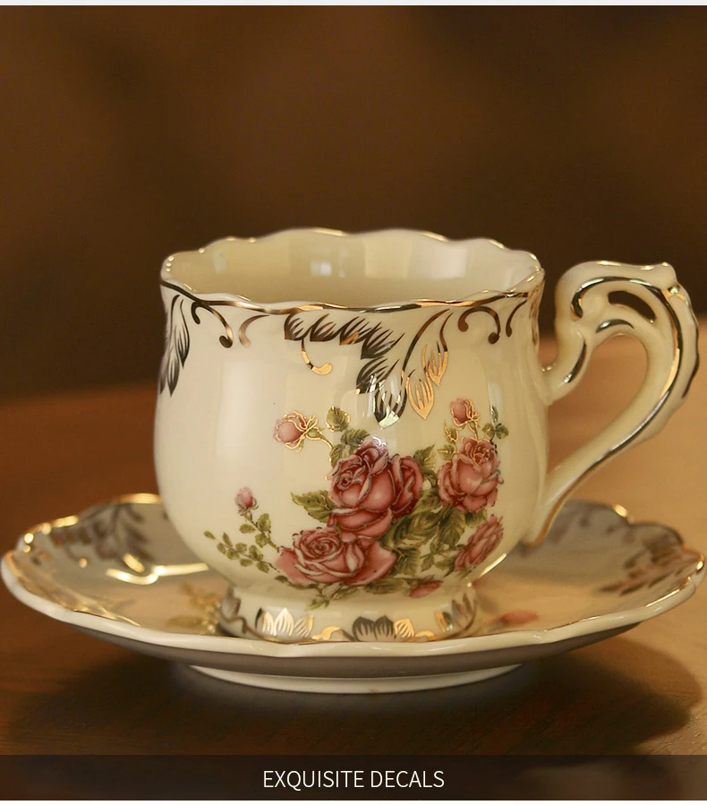 Набор кофейных чашек из европейской керамики в британском стиле, набор тарелок для чая, керамическая чашка, чашка для послеобеденного чая, подарок на день рождения, Бытовая Посуда для напитков