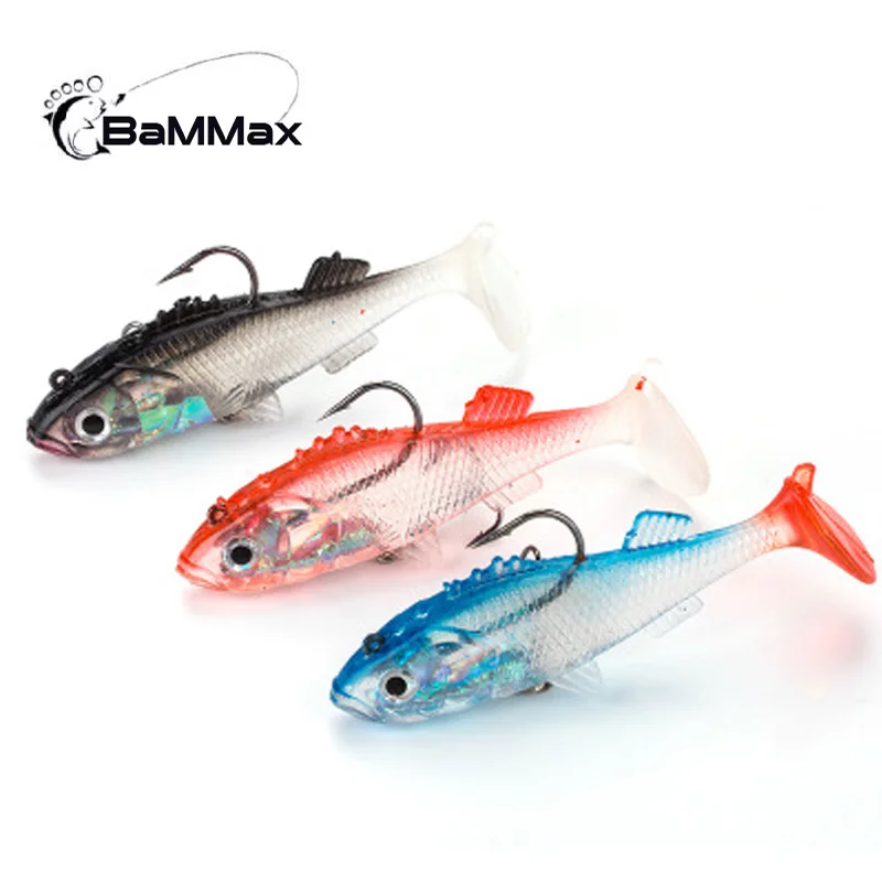  BaMMax Fishing lure 14g 8.5cm Soft lures with Hook  Wobblers Artificial Bait Silicone Sea Bass Carp 3D Eyes Lead Fishing Lures