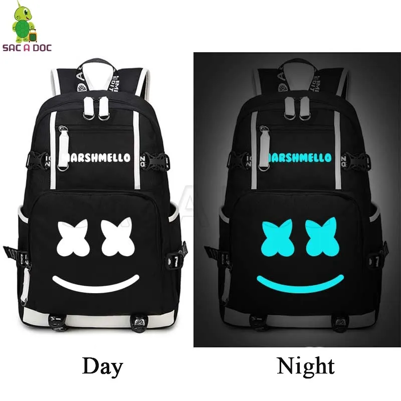 

DJ Marshmello Luminous Backpack Laptop Backpacks for Teenage Boys Girls School Bags Men Women Large Capacity Travel Bags