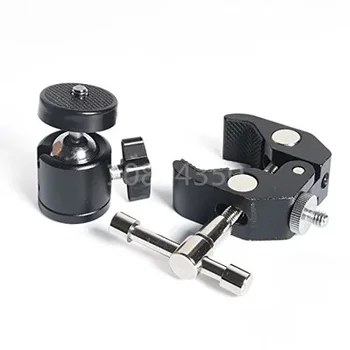 

3in1 1 set Large supper clamp + 1/4-3/8 screw + Ball Head Metal Ballhead camera LCD Monitor LED light for Canon Magic Arm