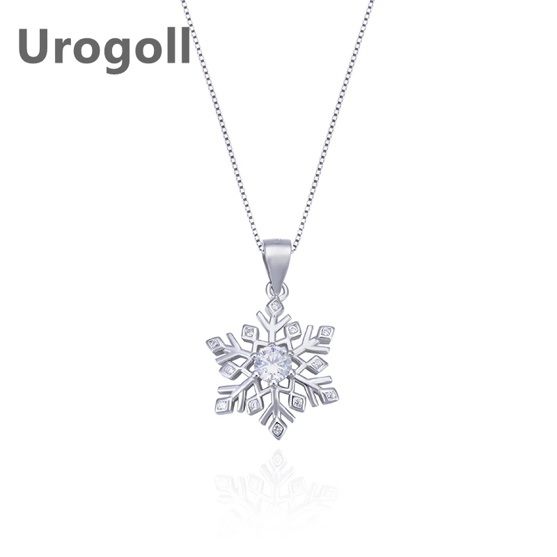 Fashion Real 925 Sterling Silver Necklaces For Women Christmas Snowflake Pendant Necklaces Chain For Women Girl Jewelry