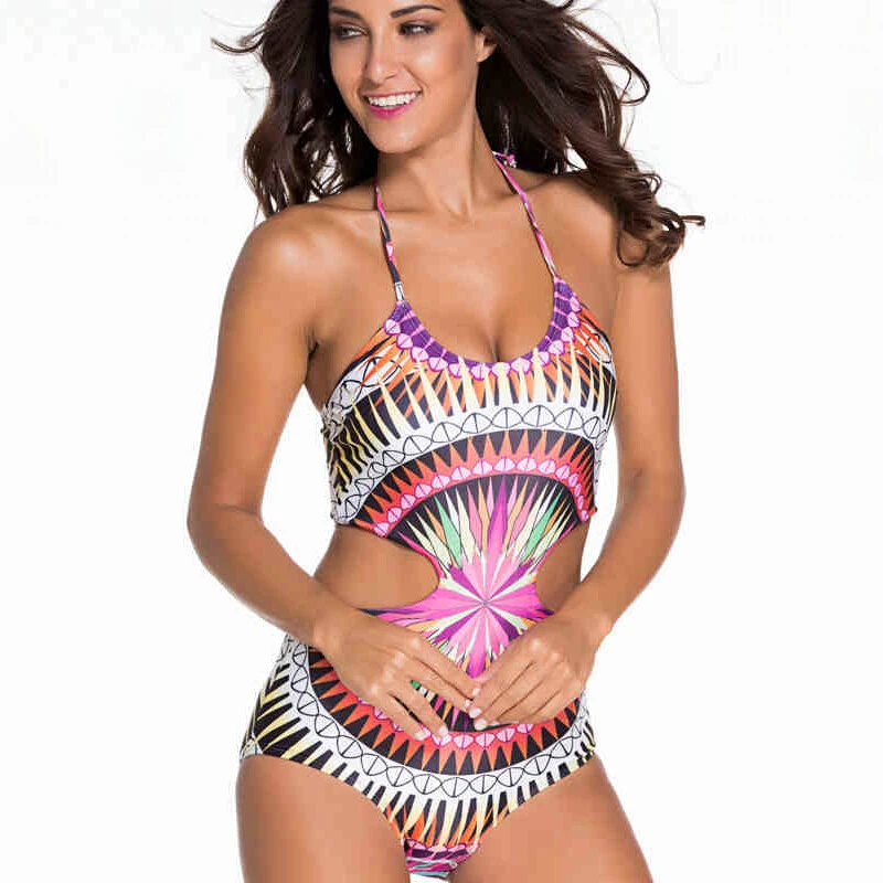 2016 della stampa di un pezzo del costume da bagno floreale costumi da bagno sexy costumi