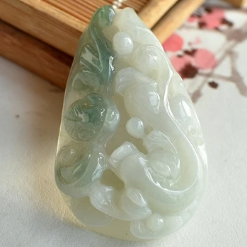 

Hetian jade emerald mountain water flower pendant jade warmJ30#