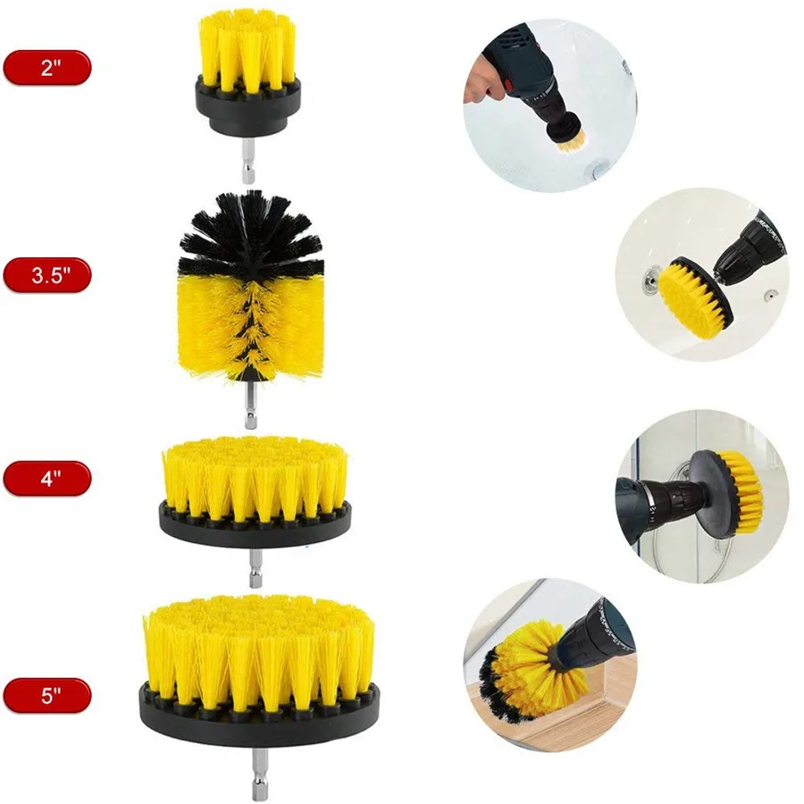 Акция! 4 шт. 2/3. 5/дюймов Электрический насадка в виде щетки ванная комната поверхностей ванна, плитка и затирка все цели мощность щетка для мытья посуды
