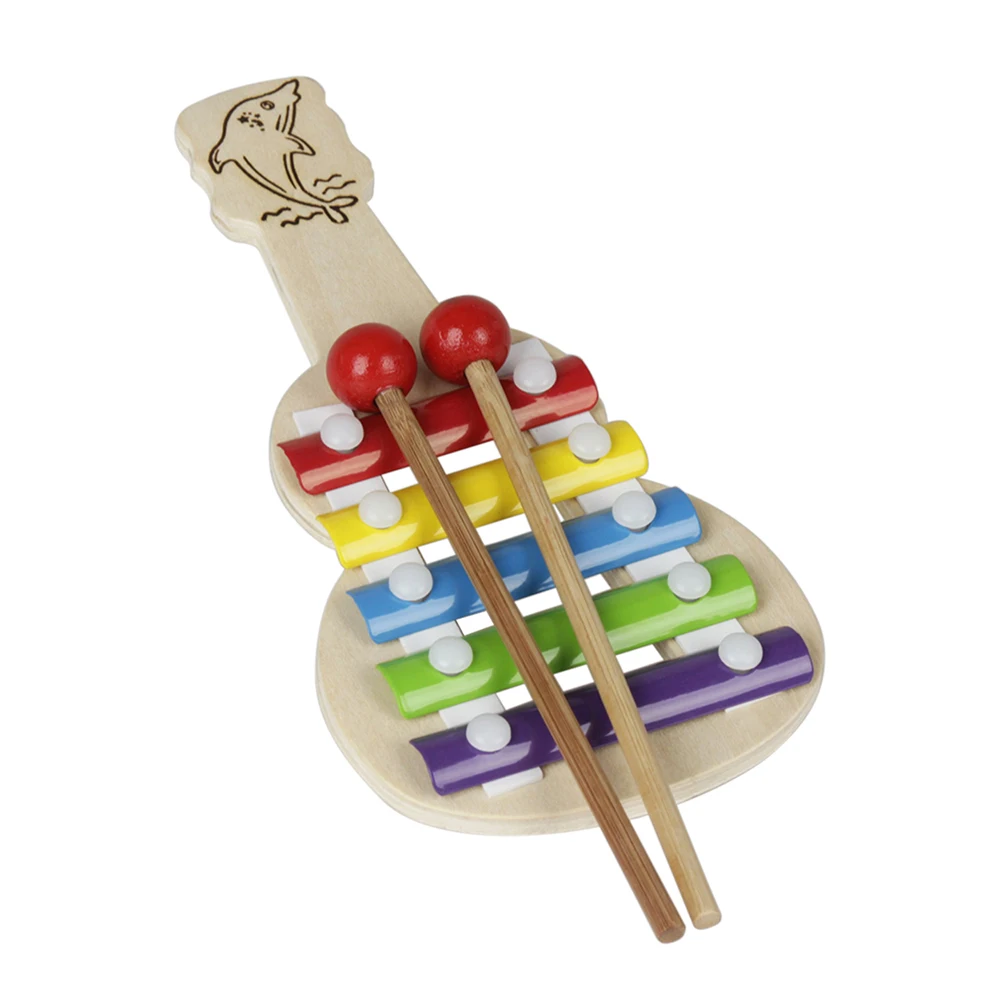 5 отмечает Ксилофоны Металлофон гитара-формы с 2 молотки музыкальная игрушка в подарок для детей Обучающие ударный инструмент