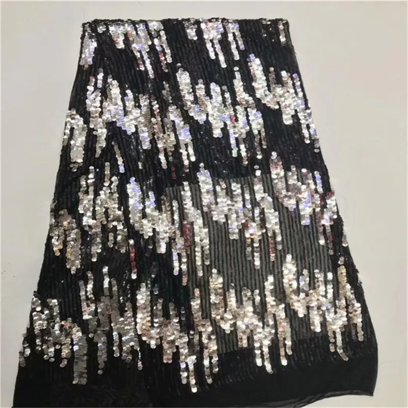 

Popular New Latest French Laces Fabric High Quality Fabrics For Patchwork White/Black/Big Sequins DIY Wedding Dress Fabric